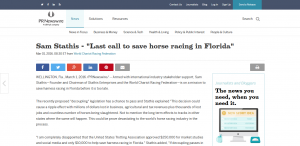 prnewswire screenshot from save south florida horse racing article